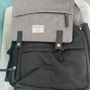 Eddie Bauer Charcoal and Black First Adventure Diaper Bag Backpack